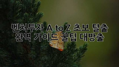 벤처투자 A to Z🚀: 초보 탈출 완벽 가이드 꿀팁 대방출!